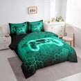 thumbnail image 3 of Homewish Teal Gamer Twin Bedding Sets 7-Piece for Adults Female Men,Video Game Bedding Comforter Set Microfiber,Geometric Hexagon Honeycomb Breathable Sheet Sets,Super Cozy Room Decor,Reversible, 3 of 8