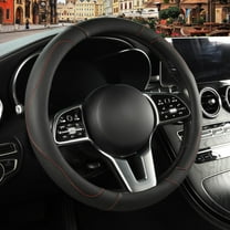 15 Inch Leather Steering Wheel Cover, Breathable, Anti Slip Odor Free, Black