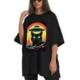 thumbnail image 4 of Plus Size Shirt for Women Black Tops for Women Oversized Short Sleeves Shirt for Women Retro Black Cat T Shirt Crewneck Shirt for Women XL, 4 of 5
