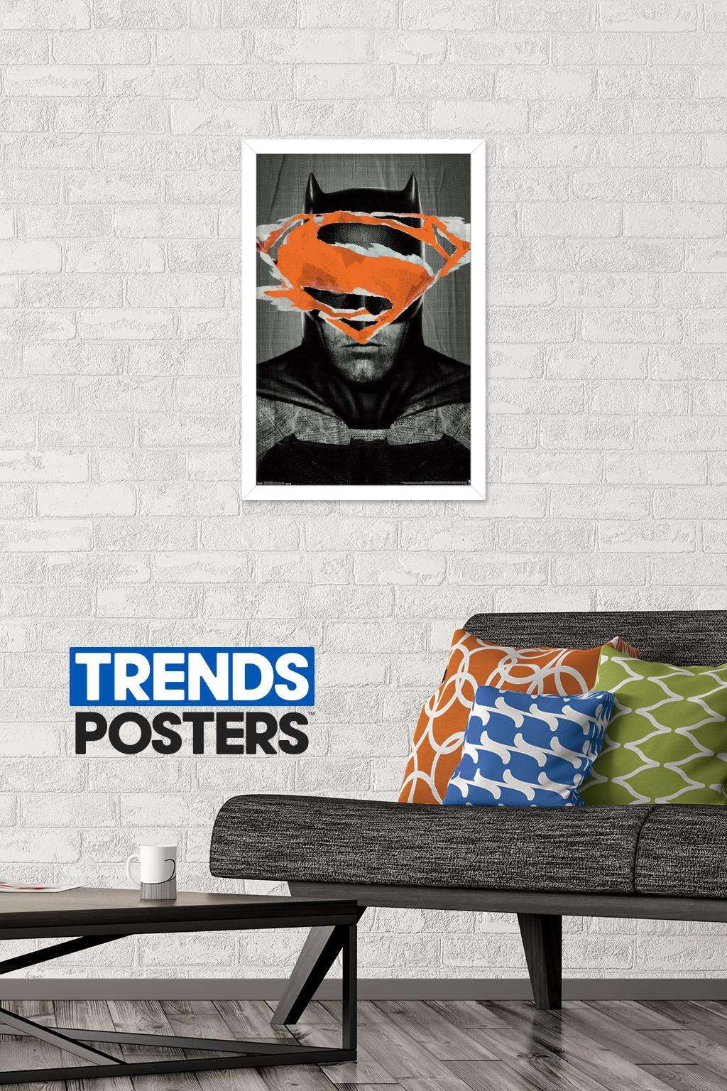 DC Comics Movie - Batman v Superman - Batman Teaser Wall Poster, 14.725" x 22.375", Framed