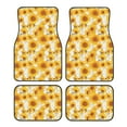 thumbnail image 1 of Kdxio White Marble Pattern Sunflower Print Car Floor Mats Universal SUV Front Rear Floor Foot Mats 4-Piece Full Set with Non-Slip Rubber Backing Car Accessories for Most Cars, 1 of 7