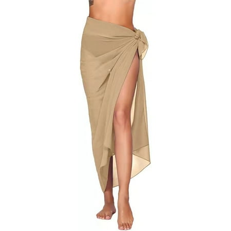 Women s Sarong Pareo Chiffon Bikini Cover Up Swimsuit Shawl (145*110cm Beige)