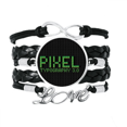 thumbnail image 1 of Pihel Typography 3.0 Pixel Bracelet Love Accessory Twisted Leather Knitting Rope Wristband, 1 of 3