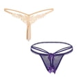 thumbnail image 2 of Woman Underwear Cotton 2pack Women Floral Lace Panties Y-Back G-String Thongs Underwear for Valentine's Day Casual Purple One Size, 2 of 3