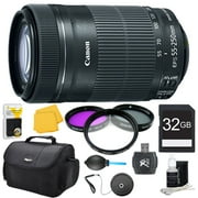Canon EF-S 55-250 f/4-5.6 IS STM (8546B002) Pro Lens Kit Bundle. Bundle Includes: 32GB Memory Card, 58mm UV, Polarizer & FLD Deluxe Filter Kit, Card Reader, Professional Blower, Memory Card Wallet, L
