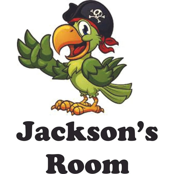 Cute Pirate Parrot Personalized Name Custom Names Pirate Ship Wall Decals - Boys Room Pirates Ships Kids Decor Sticker Room Decoration for Bedrooms - Stickers Sticker Boy Designs Size (40x20 inch)