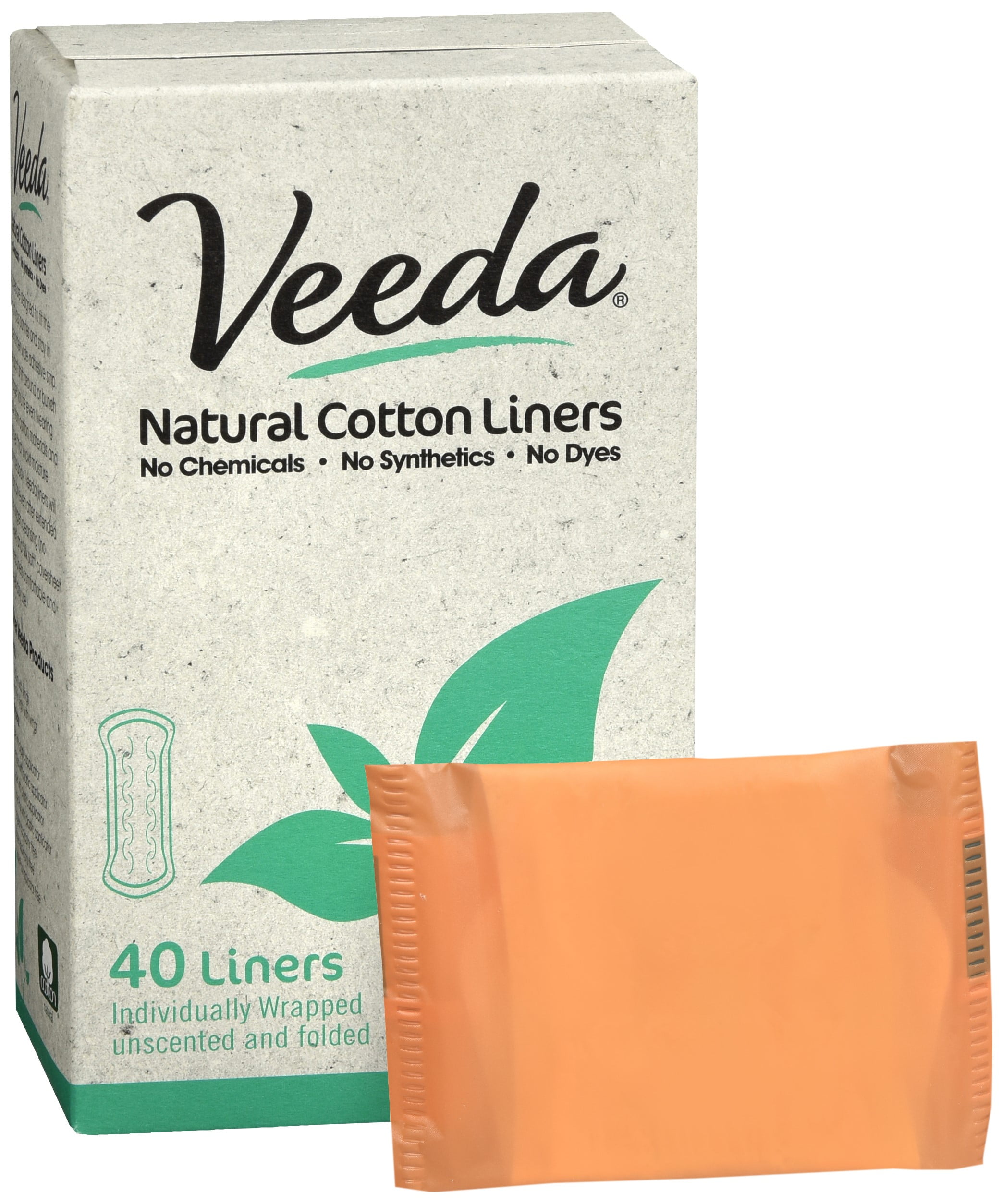 Veeda Natural Panty Liners, 40 Ct 