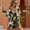 thumbnail image 3 of Gold Leaf Checkered Pattern Women's Luxury Party Dress Evening Dresses Ladies Cover Ups, 3 of 6