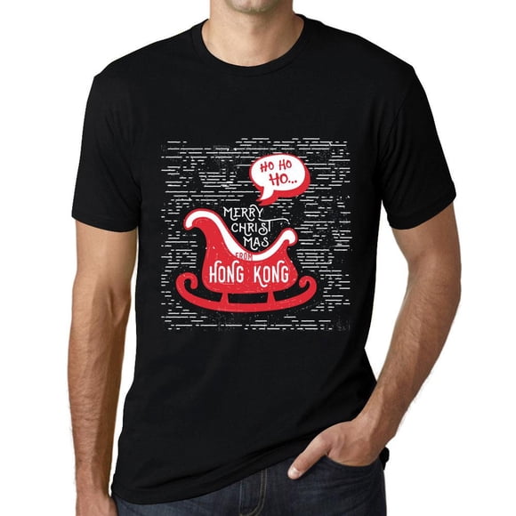 Men's Graphic T-Shirt Ho Ho Ho Merry Christmas From Hong Kong Eco-Friendly Limited Edition Short Sleeve Tee-Shirt Vintage Birthday Gift Novelty