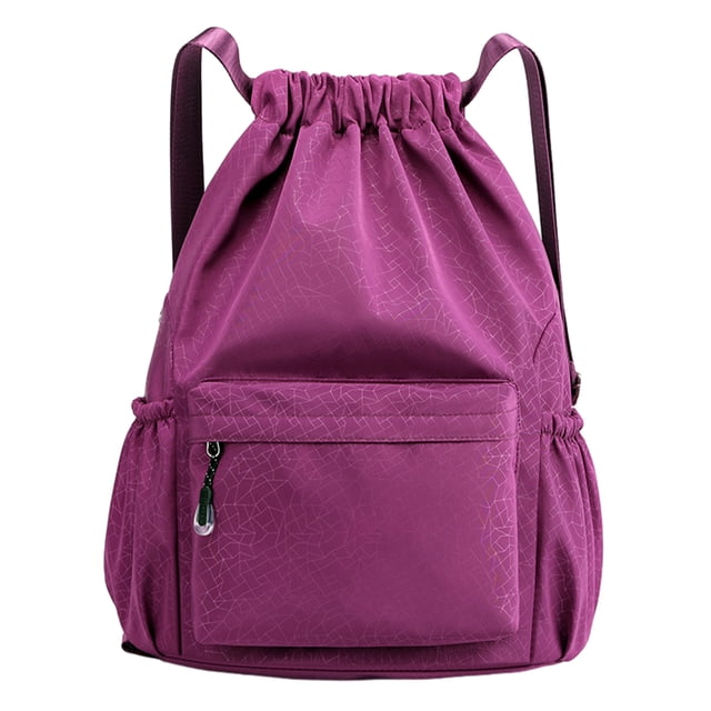 Mochila con cordón, bolsa deportiva para gimnasio, bolsa de viaje para yoga, para mujeres y hombres, bolsa de gimnasio impermeable, mochila de día, color morado