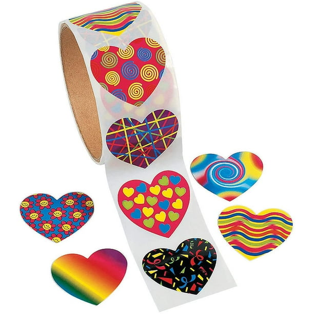 Funky Heart Stickers (100Pc) - Stationery - 100 Pieces - Walmart.com ...