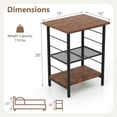 thumbnail image 3 of Barara King Set of 2 End Tables with 3-Tier Storage Shelves and Metal Frame for Living Room, Bedroom, Lounge Accent Furniture Pair, Rustic Brown, 3 of 4