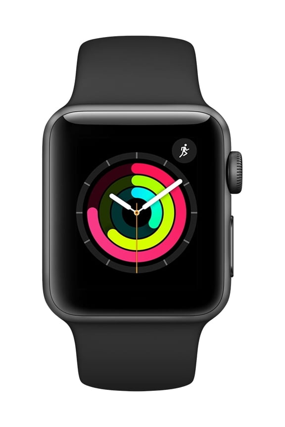 Restored Apple Watch Series 3 GPS, 38mm Space Gray Aluminum Case with Black Sport Band