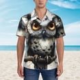 thumbnail image 2 of Balery Whimsical Owl On Branch Camisas hawaianas de manga corta para hombre, camisas playeras de corte holgado, camisas de vacaciones con botones,Small, 2 of 7