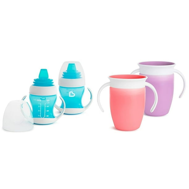 Juego de 2 Vasos Entrenadores Munchkin Gentle Transition de 120 ml, Color Azul