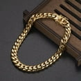thumbnail image 3 of QQTDFG Men Miami Cuban Curb Link Chain HEAVY Gold Plated 316L Stainless Steel Bracelets-11 inch-8mm wide-Gold, 3 of 5
