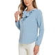 thumbnail image 4 of Blusa de manga larga con cuello rizado INSPIRE CHIC para mujeres, Día de San Valentín, M Azul Polvo-Sólido, 4 of 6