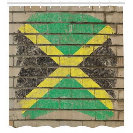 Jamaican Shower Curtain Flag On The Wall Illustration With Chalk