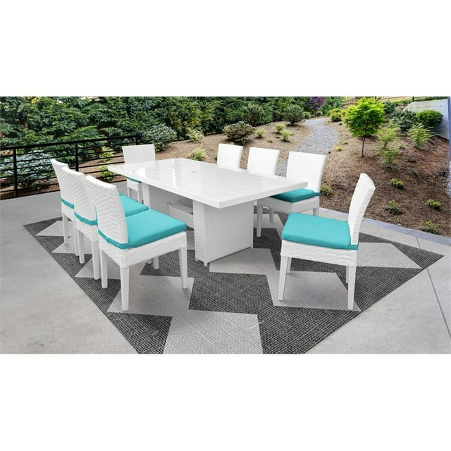 Table de Salle à Manger Patio Rectangulaire Monaco avec 8 Chaises Sans Bras