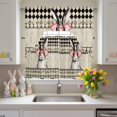 thumbnail image 2 of Easter Bunny Swag Curtains Valance & Tier Set, Glasses Bunny Carrot Black White Diamond Plaid 3 Pcs Set Kitchen Swag Valances and Tiers 36 Inch Length Rod Pocket Curtain Drapes for Bedroom, 2 of 9