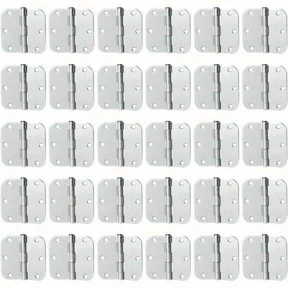 30 Pack Satin Nickel Door Hinges 3.5 inch Brushed Nickel Hinges Rounded 5/8 Radius Corners Bedroom Residential Standard Indoor Door Hardware Hinge