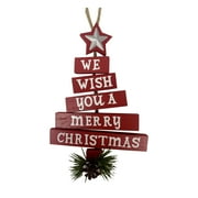 Holiday Time Red Wood Tree Christmas Hanging Ornament,Tag,Jute,5 Inch Height