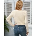 thumbnail image 4 of Yesfashion women's short cardigan V-neck long sleeve soft knit ribbed short top shawl sweater, 4 of 5