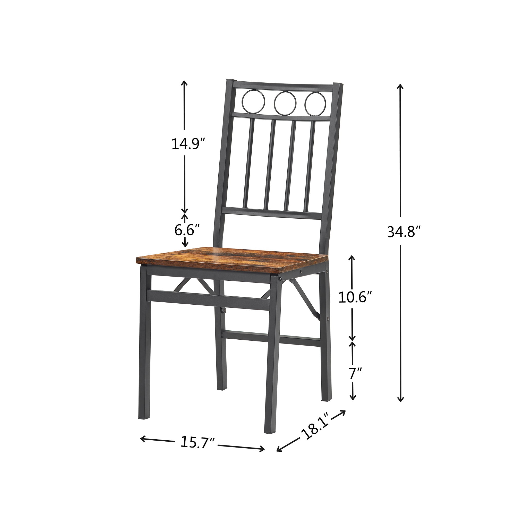 MOONMISS Folding Dining Chairs Set of 4,Wood Seat & Metal Frame, Retro Modern Style Chair for Kitchen,Living Room
