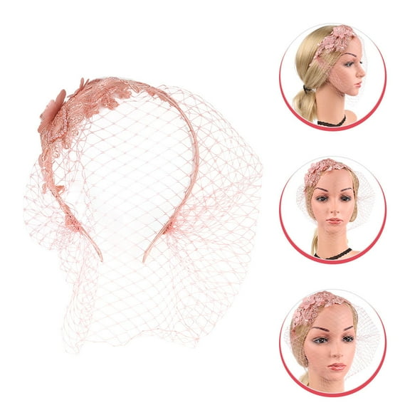 BESTOYARD Bridal Veil for Women Pink Lace Head Accessory 1Set Elegant Style for Weddings