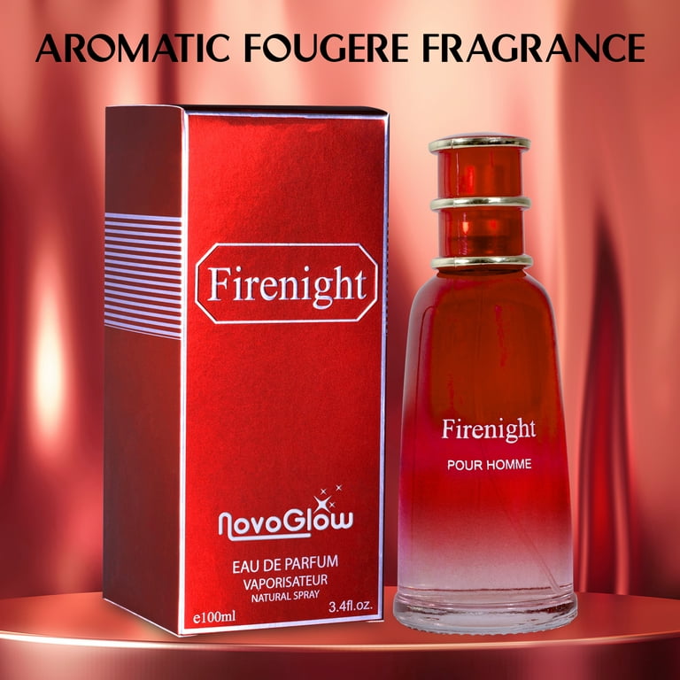 NovoGlow Firenight Pour Homme, Eau De Parfum 3.4 fl oz. Cologne for Men  Men's Fragrance with NovoGlow Carrying Pouch 