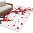 thumbnail image 2 of Red Flowers 3'x5' Washable Rug, Chinese Plum Traditional Ink Painting Non-Slip Area Rugs for Entryway Kitchen Classroom, StainResistant Dorm Throw Carpet, Low Pile Soft Indoor Floor Mat, 2 of 9