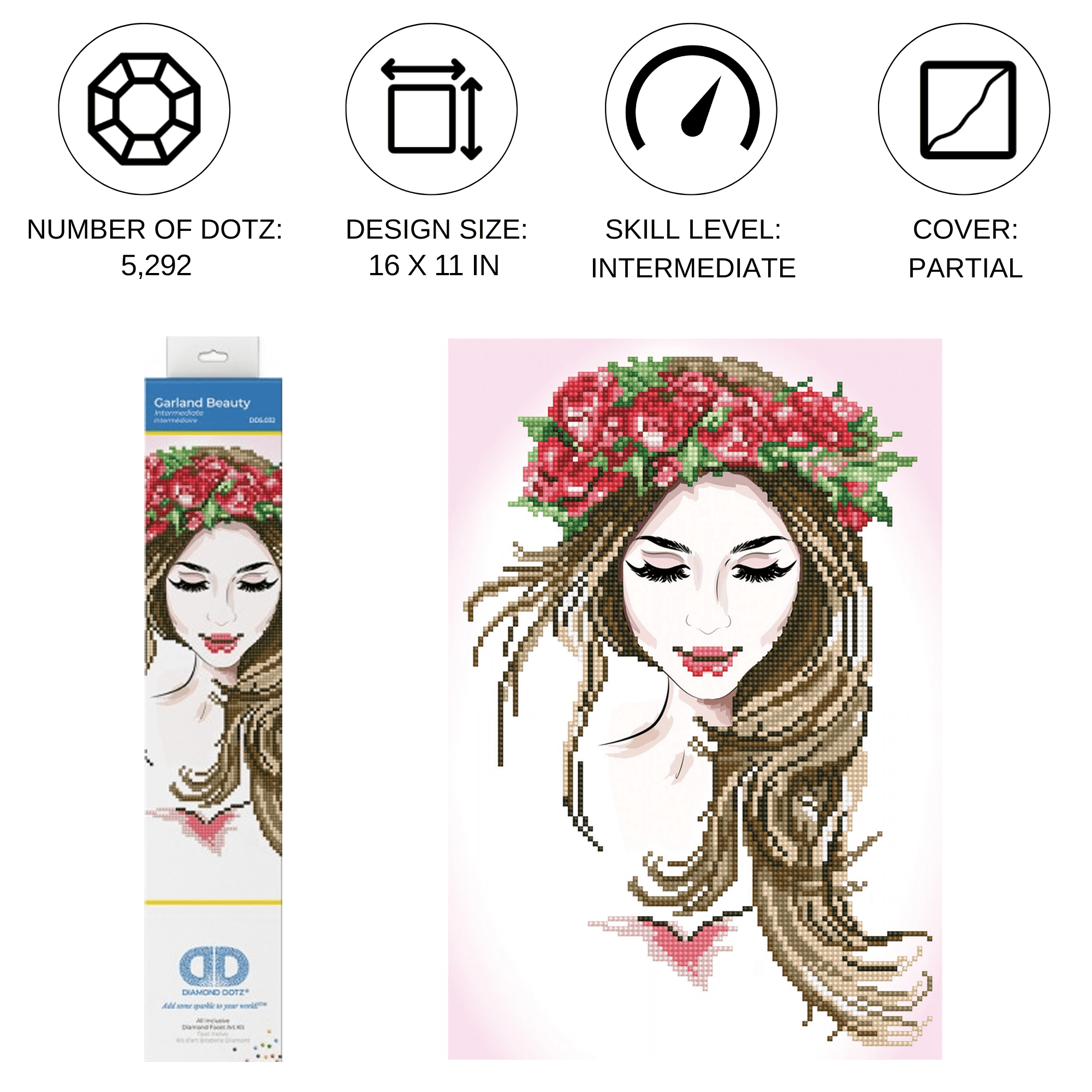 Diamond Dotz Garland Beauty Diamond Painting Kits for Adults - Diamond Art Kits a Relaxing Creative Craft Kit with Dotz Gems 16"x11"