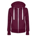 thumbnail image 2 of Feancey Women's Hooded Sweatshirt with Zipper Fall Long Sleeve Drawstring Hoodie Jackets Casual Slim Fit Zip Up Jacket with Pockets 2025 Fashion Clothes Back to School Prime Sales Wine S, 2 of 3