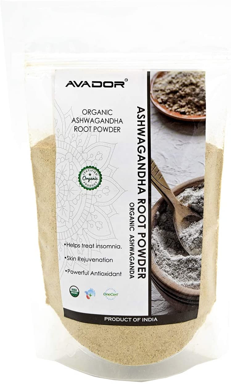 AVADOR USDA Certified Organic All Natural Ashwagandha Root Powder 1lbs Stress Relief* | Vitality & Strength* | Mood Balancing* | Non GMO | Gluten Free