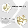 thumbnail image 3 of Gold Heart Dove Charm Pendant - 10 Karat Gold - Heart Jewelry - Dove Animal Charm - Optional Gold Chain, 3 of 4