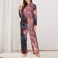 thumbnail image 2 of Salouo Electric Skeleton Surrealism Pattern Women's Pajamas Set Long Sleeve Button Down Sleepwear Soft Pj Lounge Sets for women 2 Piece Pjs Set with Long Pants-Large, 2 of 7