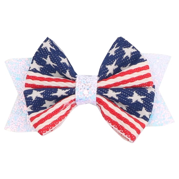 Zanarzt Baby Girl Hair Accessories America 250 Hair Bow Flag Bowknot 4th Of July Hair Bow Pin Bow Hair Clips Navy,3-12 Years