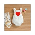 thumbnail image 2 of Biekopu Newborn Baby Romper, Infant Toddler Heart Pattern Printed Sleeveless Buttons Canvas One Piece, 2 of 9