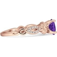 thumbnail image 5 of Vintage Style Sunflower Round Amethyst Cubic Zirconia Rose Tone 925 Sterling Silver, Size 8, 5 of 7