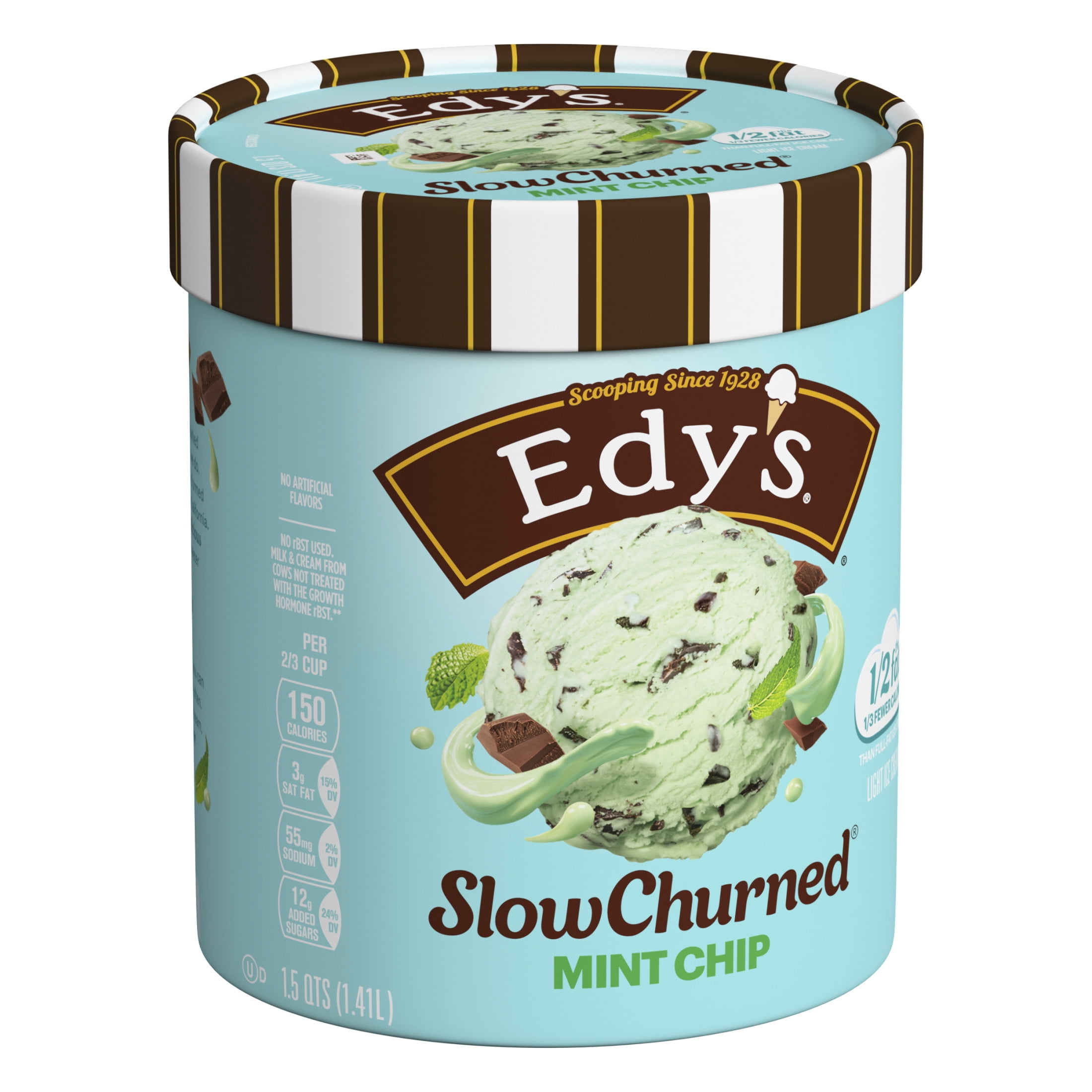 Edy’s/Dreyer’s Slow Churned Mint Chocolate Chip Light Ice Cream, 1.5 Qt