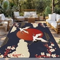 thumbnail image 2 of Japanese Style Outdoor Rug for Patio/Deck/Porch, Non-Slip Large Area Rug 3 x 5 Ft, Modern Cranes Cherry Flower Wave Red Blue Indoor Outdoor Rugs Washable Area Rugs, Camping Rug Carpet Runner, 2 of 8