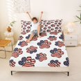 thumbnail image 3 of Manfei Vintage Paw Queen Sheets, American Flag Star Stripe Queen Sheet Sets, Red Blue White, Black Reversible 4 Pieces (1 Flat Sheet, 1 Fitted Sheet and 2 Pillowcases), 3 of 6