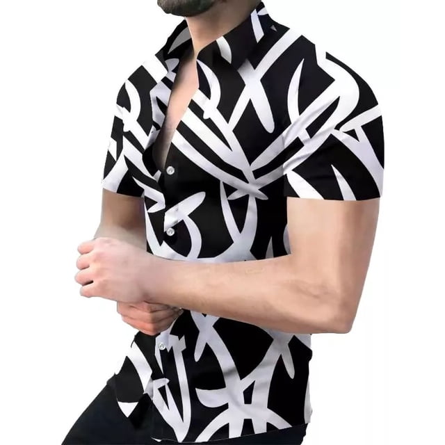 Camisa De Manga Corta Para Hombre Con Estampado Geométrico