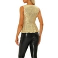 thumbnail image 3 of INSPIRAR CHIC Top sin mangas con escote en V y peplum de lentejuelas dorado M, 3 of 6