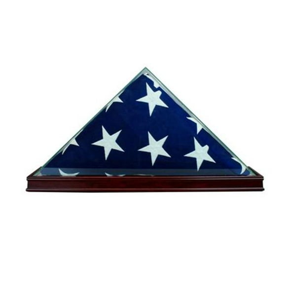 9.5 x 5 ft. All Glass Flag Display Case, Cherry