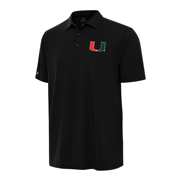 Men's Antigua Black Miami Hurricanes Era Polo
