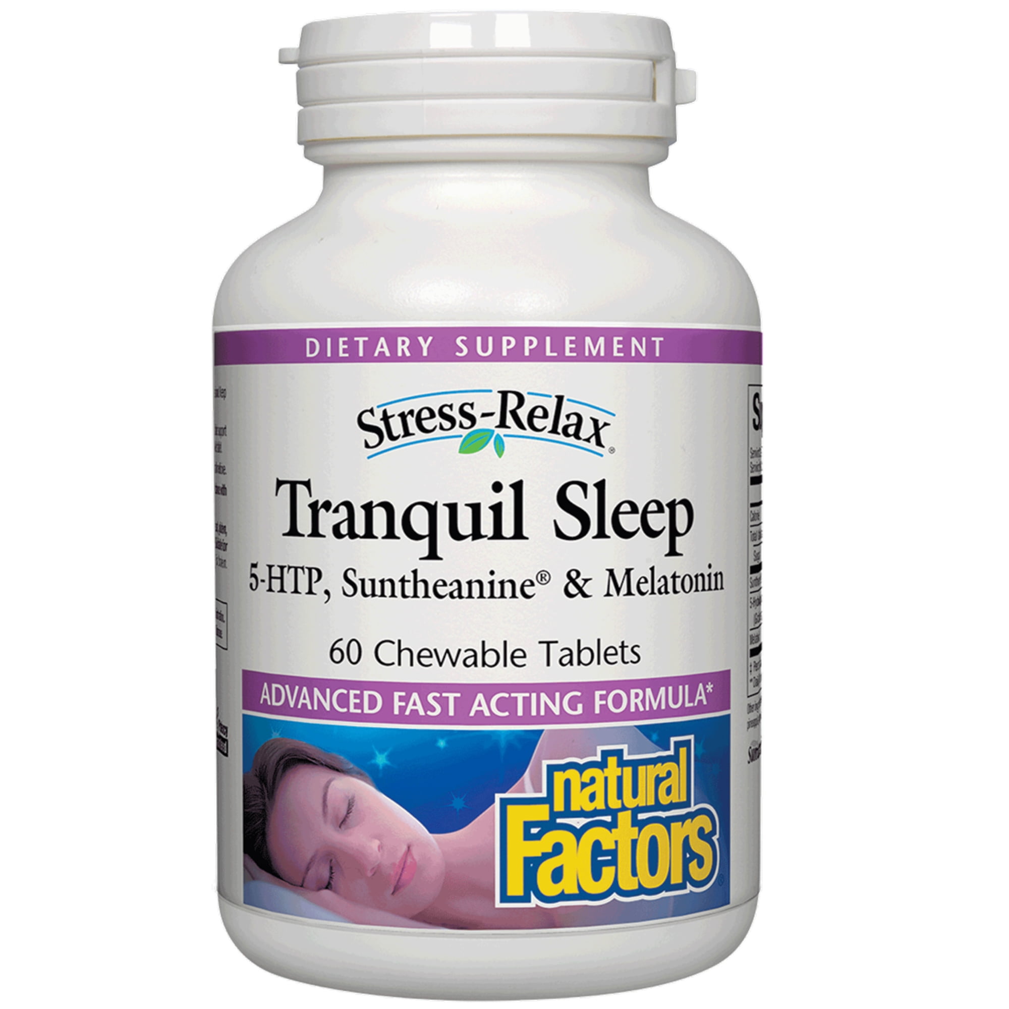 Stress-Relax Chewable Tranquil Sleep by Natural Factors, Tropical Fruit Flavor, 60 Tablets