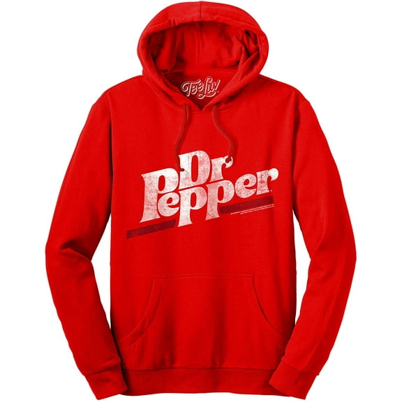 Tee Luv Men's Distressed Dr Pepper Cherry Red Pullover Hoodie (XL)