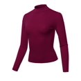 thumbnail image 1 of FashionOutfit Women's Solid Lightweight Long Sleeve Mock Neck Crepe Jersey Top(S-3XL), 1 of 1