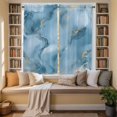 thumbnail image 3 of Blue Marble Kitchen Curtains, Ink Painting Art Yellow Modern Light Filtering Window Curtain Panels, 2Pcs Rod Pocket Window Treatments Set for Living Room Bathroom Bedroom 42x63 Inches, 3 of 9